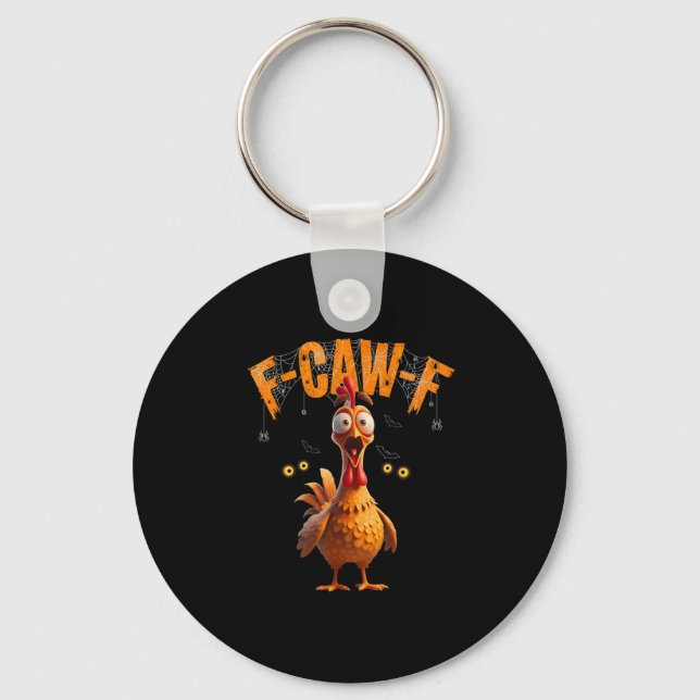 Funny Spider Web Chicken F-caw-f  Keychain (Front)