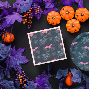 Funny spiders and bats Halloween party Napkins