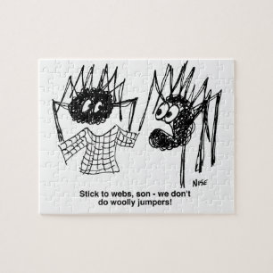 Funny Spiders and Spiders Web Weaving Cartoon Jigsaw Puzzle