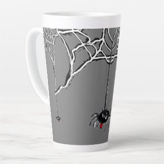 Funny Spiders Cartoon Cust. Grey Latte Mug