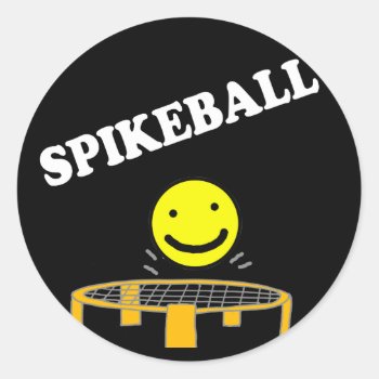 Funny Spikeball Net With Smile Face Art Classic Round Sticker by naturesmiles at Zazzle