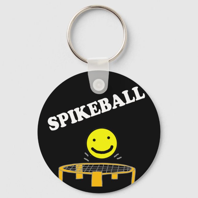 Funny Spikeball Net with Smile Face Art Keychain (Front)
