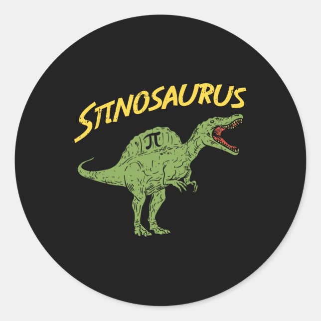 Funny Spinosaurus Pi Day Shirt Math Dinosaur Gift  Classic Round Sticker (Front)