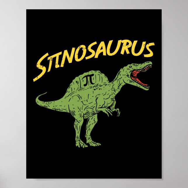 Funny Spinosaurus Pi Day Shirt Math Dinosaur Gift  Poster (Front)