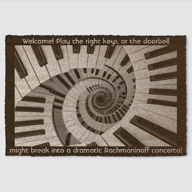 Funny Spiraling Piano Keyboard  Fiber Doormat (Front)