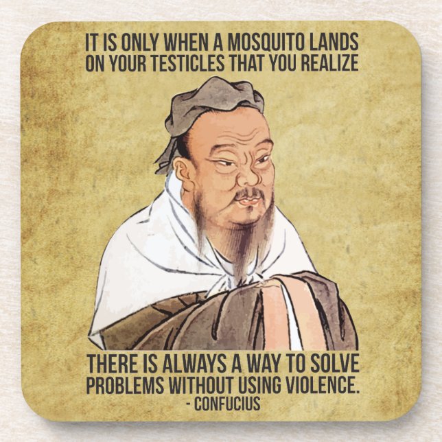 Funny Spiritual Quote - Mosquito on Testicles Beverage Coaster (Front)