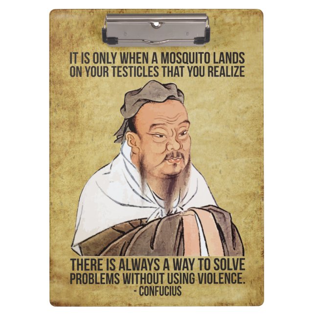 Funny Spiritual Quote - Mosquito on Testicles Clipboard (Front)