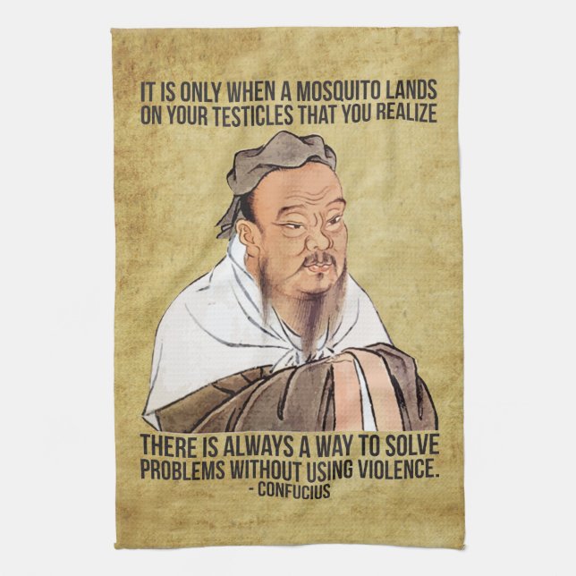 Funny Spiritual Quote - Mosquito on Testicles Kitchen Towel (Vertical)