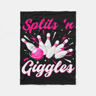 Funny Splits n Giggles Bowling Team Cute Bowler Wo Fleece Blanket