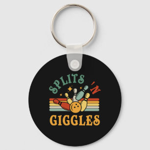 Funny Splits n Giggles Bowling Team Men Women Bowl Keychain
