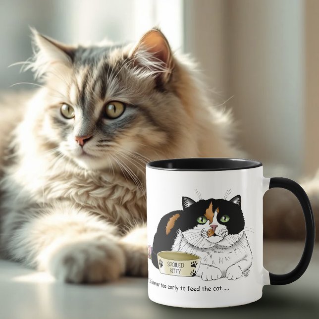 Funny Spoiled Calico Feed Cat Pink Mug (Creator Uploaded)