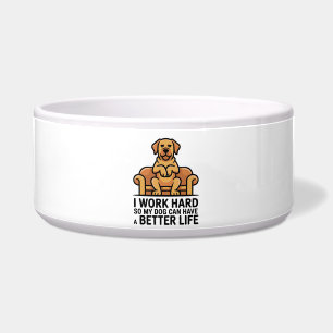 Funny Spoiled Dog Quote Couch Illustration Bowl