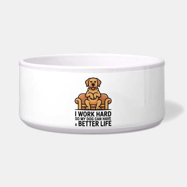 Funny Spoiled Dog Quote Couch Illustration Bowl (Front)