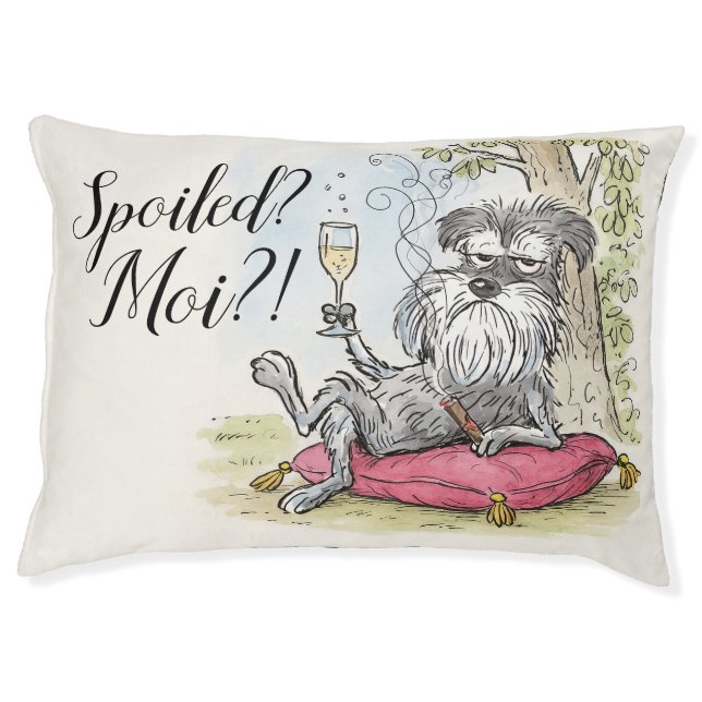 Funny Spoiled Grey Schnauzer Dog Pet Bed (Front)