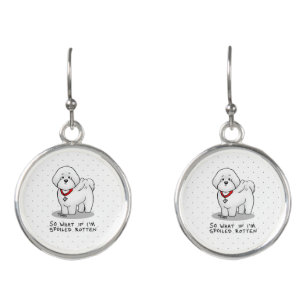 Funny Spoiled Rotten Bichon Frise Dog - Cute Earrings