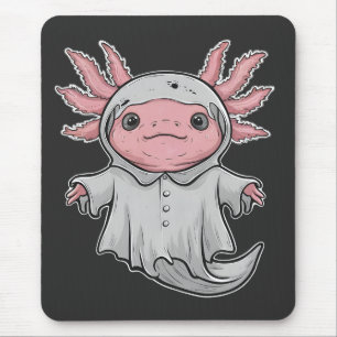 Funny Spooky Axoltol Amphibian Halloween Ghost Mouse Pad