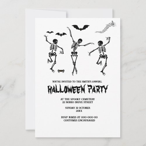 funny spooky black and white halloween invitation