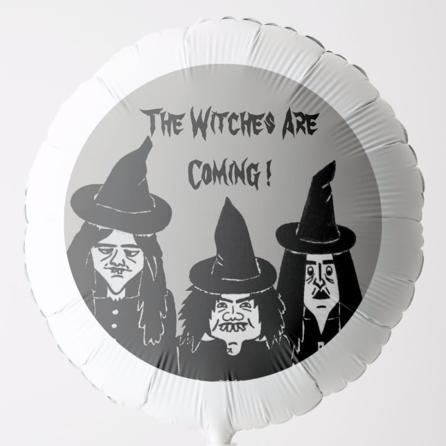 funny spooky black witches scary fun halloween balloon (Front)