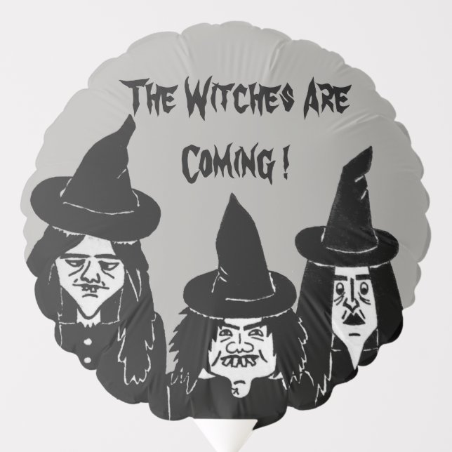 funny spooky black witches scary halloween balloon (Front)