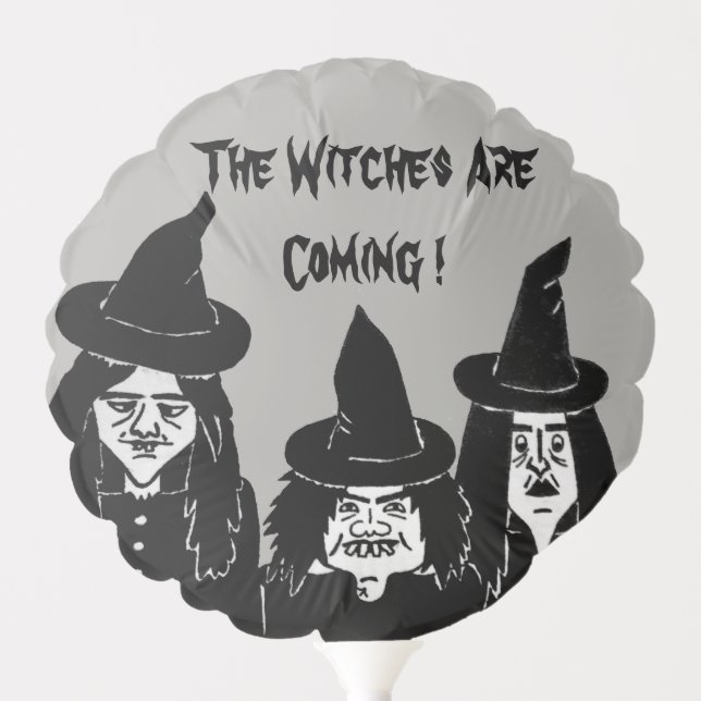 funny spooky black witches scary halloween fun balloon (Front)