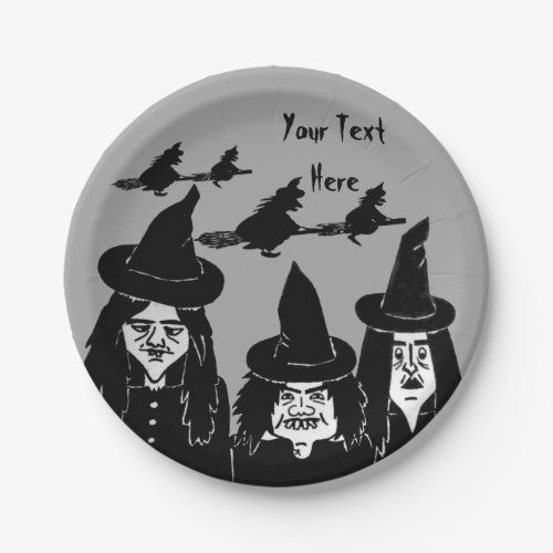funny spooky black witches scary halloween fun paper plates