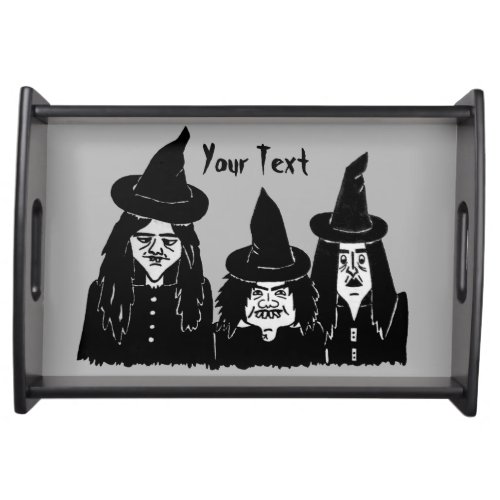 funny spooky black witches scary halloween  serving tray