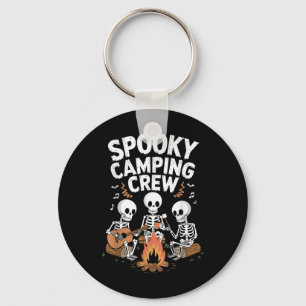 Funny Spooky Camping Crew Halloween Skeleton Campe Keychain
