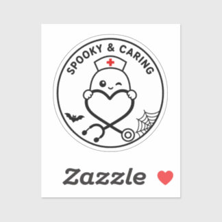Funny Spooky & Caring Halloween Nurse Ghost Sticker