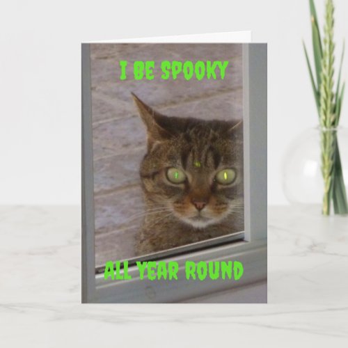Funny Spooky Cat Halloween Card
