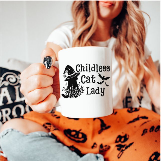 Funny Spooky Cute Halloween Childless Cat Lady  Coffee Mug (Creator Uploaded)