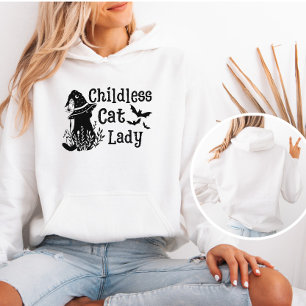 Funny Spooky Cute Halloween Childless Cat Lady  Hoodie