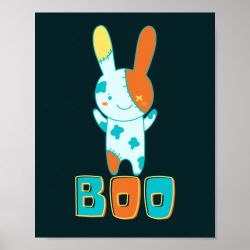 Funny Spooky Cute Halloween Kawaii Boo Bunny  Poster