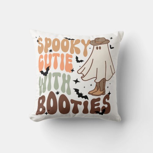 Funny Spooky Cutie with Booties Western Halloween  Throw Pillow