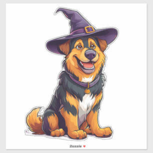 Funny Spooky Dog In Costume Halloween Design Sticker