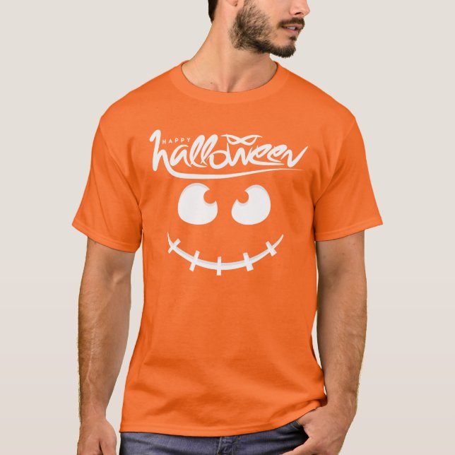 Funny Spooky Face Happy Halloween for men T-Shirt (Front)