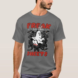 Funny Spooky Freak In The Sheets Halloween Floral T-Shirt