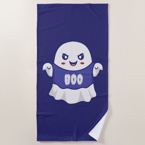Funny Spooky Ghost Illustration Design Beach Towel