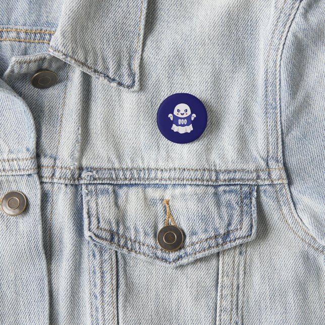 Funny Spooky Ghost Illustration Design Button (In Situ)