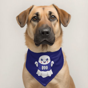 Funny Spooky Ghost Illustration Design Pet Bandana Collar