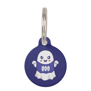 Funny Spooky Ghost Illustration Design Pet ID Tag