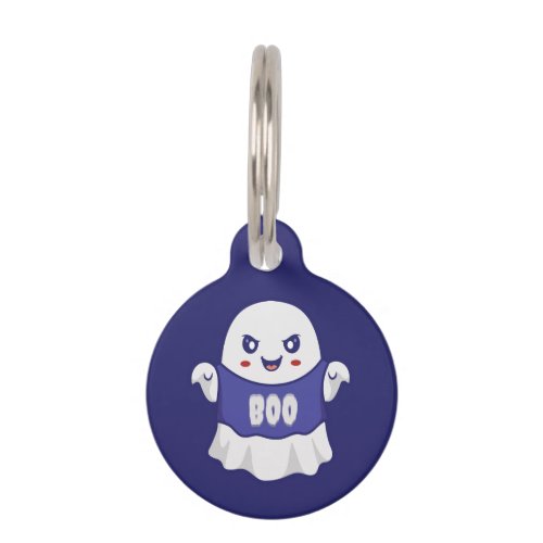 Funny Spooky Ghost Illustration Design Pet ID Tag
