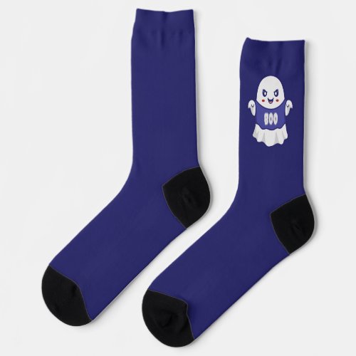 Funny Spooky Ghost Illustration Design Socks