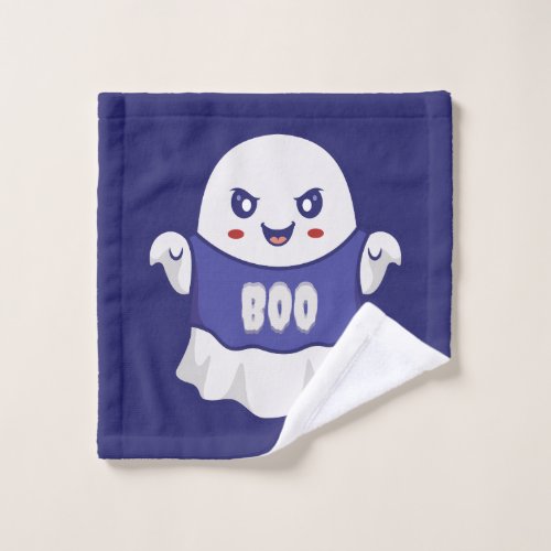 Funny Spooky Ghost Illustration Design Wash Cloth