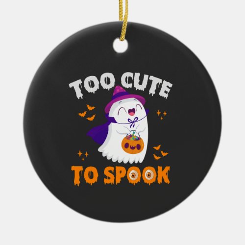 Funny Spooky Groovy Halloween Too Cute to Spooky   Ceramic Ornament