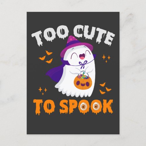 Funny Spooky Groovy Halloween Too Cute to Spooky   Postcard