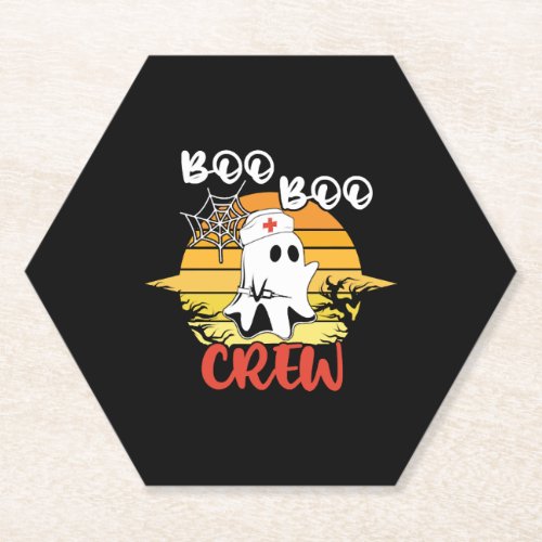 Funny Spooky Halloween Boo Boo Crew Nurse Paper Coaster