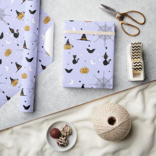 Funny Spooky Halloween Lavender Design Wrapping Paper