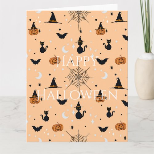 Funny Spooky Halloween Orange Design Card