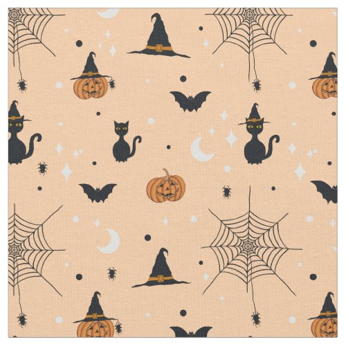 Funny Spooky Halloween Orange Design Fabric