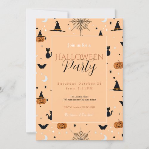 Funny Spooky Halloween Orange Design Invitation
